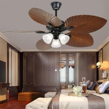 Imagem de American Retro LED Ventilador Luz Europeia Luxo Sala de Estar Restaurante Quarto EstudyVilla Hotel Café Ventilador De Teto Luz Remota Ventilador Elétrico (Estilo 20)