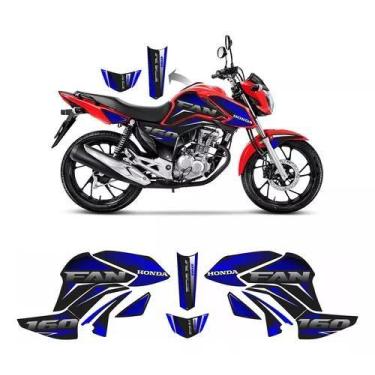 Imagem de Kit Adesivos Carenagem Honda Cg Fan 160 2023 Azul - Resitank
