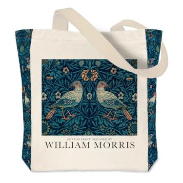 Imagem de Crocothemis Sacola de lona estética vintage, reutilizável, personalizada, bolsa de compras de ombro, William Morris 07, Large