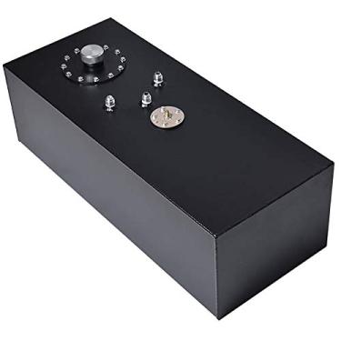 Imagem de WFLNHB Tanque de combustível com célula de combustível de corrida de alta potência 57L de alumínio preto 57L com emissor de nível para caminhões de rua Hot Rods Street