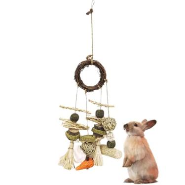 Imagem de Copfeu Brinquedos de mastigação de coelho para coelhos, naturais feitos à mão - gaiola de coelho, brinquedos pendurados e guloseimas para coelhos, porquinhos-da-índia, hamsters, gerbos e ratos (1