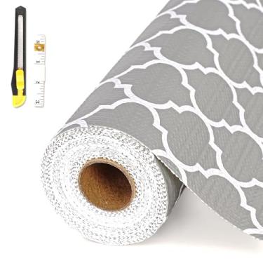 Imagem de Forro de gaveta e prateleira para armário de cozinha, forro de armário não adesivo 61 cm x 3 m, tapete antiderrapante de papel para prateleira impermeável, forro de armário, proteção de contato