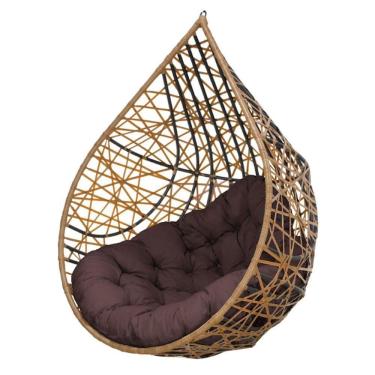 Imagem de Cadeira Balanço Ninho Suspenso Gota Tramado c- Almofada Impermeável Acesse Móveis Caramelo-marrom