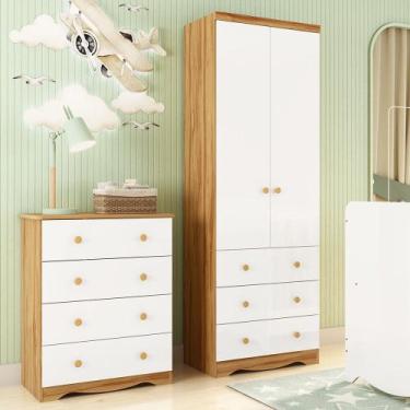 Imagem de Quarto Infantil com Guarda Roupa Smim New e Cômoda Junior New 100 MDF 