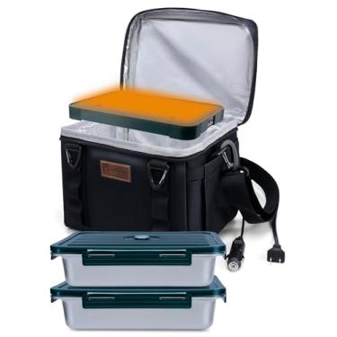 Imagem de FanFanOK Aquecedor de alimentos portátil para forno, lancheira elétrica de 12 V/24 V/110 V – Mini lancheira aquecida por micro-ondas pessoal para caminhão, carro, viagem, trabalho e uso doméstico