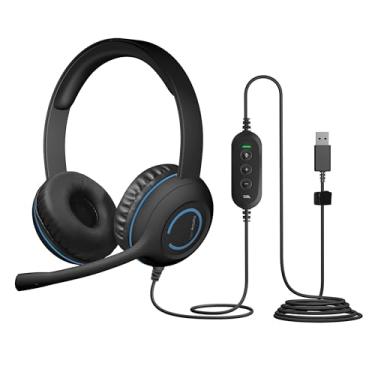 Imagem de Cyber Acoustics Fone de ouvido estéreo USB com fones de ouvido e microfone com cancelamento de ruído - pacote com 10 - para PCs e outros dispositivos USB na sala de aula ou em casa (AC-5008-10)