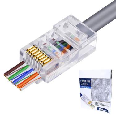 Imagem de Conector Rj45 Macho Cat6 / Cat5e Cabo Rede EZ Vazado 100un - Next 