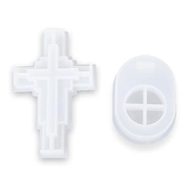 Imagem de Jesus Cross Moldes de resina com base de silicone molde de vela para resina epóxi casting cruz suporte de vela molde de silicone com base para artesanato de fundição de resina DIY e decoração de casa