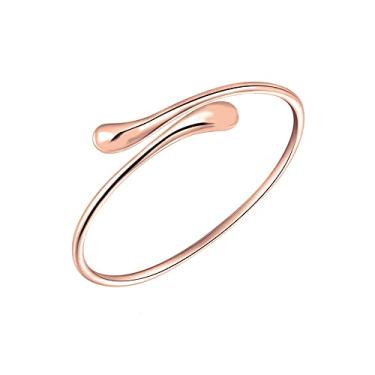 Imagem de Savlano Bracelete de ouro 14K banhado a ouro duplo com lágrima aberta - Bracelete flexível de 18 a 20 cm vem com caixa de presente para mulheres, Latão, Sem pedras preciosas