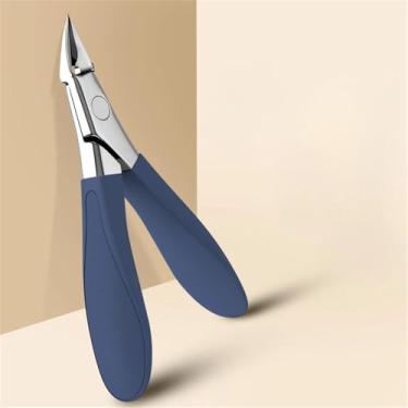 Imagem de Tesoura de cutícula de aço inoxidável com ponta curva, removedor de unhas, ferramentas profissionais para arte em unhas, tesoura de unha, azul