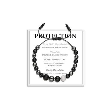 Imagem de Flvkev Pulseira feminina para alívio da ansiedade, alívio do estresse, antiansiedade, joias espirituais, cristais naturais de cura para calma e equilíbrio, One Size, frisado, Sem Pedra Preciosa