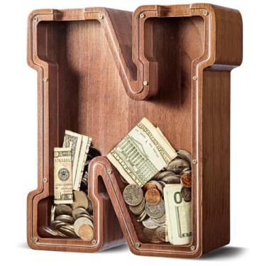 Imagem de ELX Cofrinho extra grande de madeira de 30,5 cm para crianças, cofrinho personalizado, caixa econômica segura e durável para crianças, presente para meninos e meninas (30 cm)