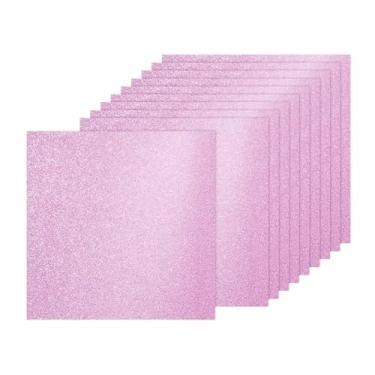 Imagem de PATIKIL 10 folhas de papelão rosa com glitter, 30 x 30 cm, papel brilhante, 250 g/m², grande brilho para artesanato, scrapbook, arte faça você mesmo, festa de casamento