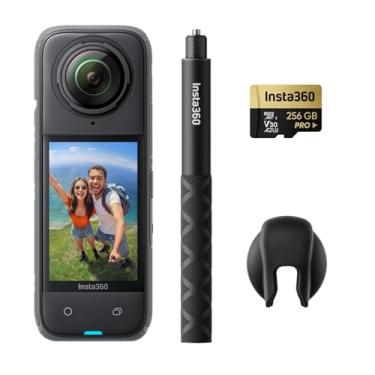 Imagem de Insta360 X4 Get-Set Bundle - 8K Waterproof 360 Action Camera, 4K Wide-Angle Video, Invisible Selfie Stick, Removable Lens Guards, 135 Min Battery Life, AI Editing, Stabilization