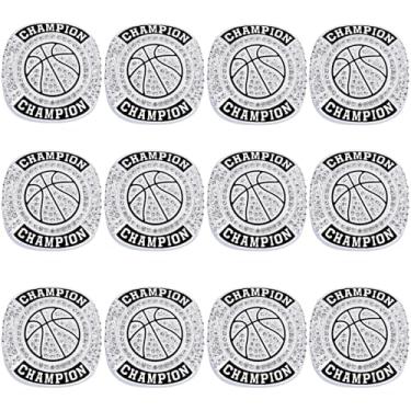 Imagem de CHXIXUE Anéis de campeonato de basquete tamanho 7 a 11, anel de basquete, troféu, vencedor do prêmio, MVP, anel de campeão de torneio de presente colecionável (12 peças de anéis de basquete, tamanho