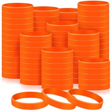 Imagem de Liliful Pulseiras de silicone em branco de 200 peças – Pulseiras elásticas a granel para adultos, adequadas para eventos de equipe, festas e meias (20,3 x 1,3 cm, laranja)