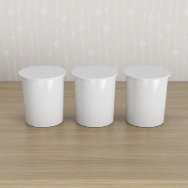 Imagem de Trio de Potes Kit Higiene Quarto Infantil Lavável Branco - Neném na Nu