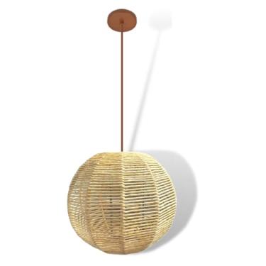 Imagem de Lustre Pendente Luminária Fibra Natural Globo 30cm