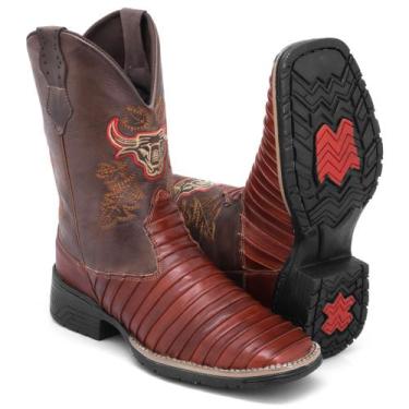 Imagem de Bota Texana Country Masculina Cano Longo Toda em Couro - RM, Pinhao, 4
