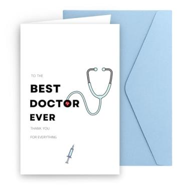 Imagem de JYfeel Cartão de presente de agradecimento médico para o dia dos médicos - Best Doctor Ever Thank You Greeting for Male Female Physician - Presente para médico inclui envelope azul e selo USDCT1C1B