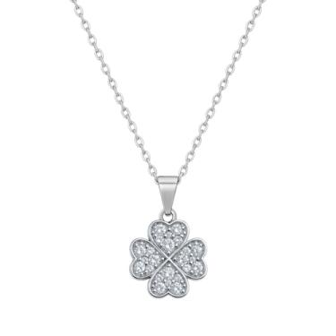 Imagem de Colar Trevo Brilhante Corrente Aço Inox 316L Cordão Feminino com Pingente Premium