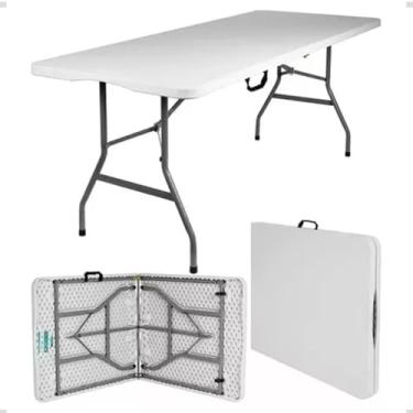 Imagem de Mesa Maleta Dobrável 1,80m Com Alça Branca Animal Fishing