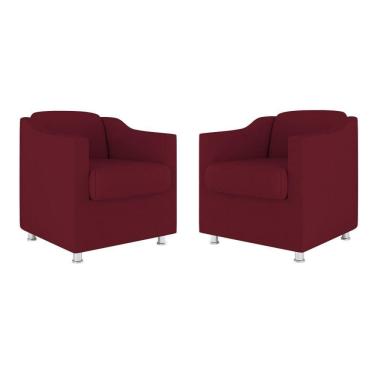 Imagem de Kit 02 Cadeiras Poltronas Decorativas Recepção Clinica Suede Cor:marsala