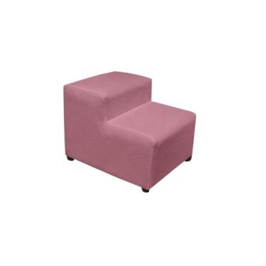 Imagem de Escadas Estofada Escadinha 2 Degraus Para Pet Gato Cachorro Subir No Sofá Luxo Antiderrapante Suede(Rosa)