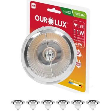Imagem de 6 Lâmpadas Ar111 Led 11w Bivolt 24 Graus Gu10 Cor da Luz 2700K Amarela