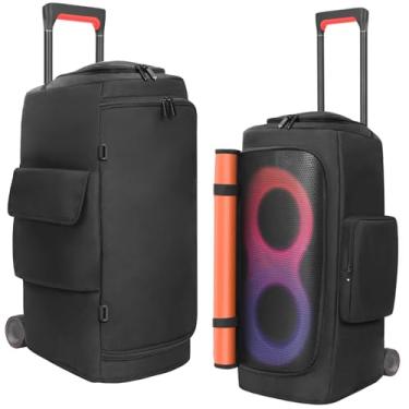 Imagem de OURHZTB Capa de alto-falante compatível com alto-falante portátil JBL PartyBox 320, capa protetora para viagem ao ar livre, bolsa de armazenamento com bolsos de janela para alto-falante de festa JBL