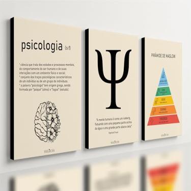 Imagem de Kit 3 Quadro Decorativo Psicologia Consultório Quarto Mente (40x28cm)