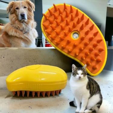 Imagem de Escova 3 em 1 para Pets com Vaporizador, Pente Autolimpante para Remoção de Pelos, Compatível com Cães e Gatos