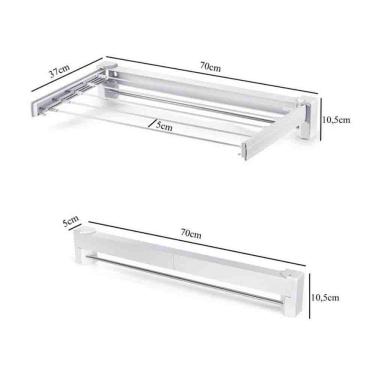 Imagem de Varal Mágico De Parede Retrátil 5 Varetas Seca Roupas