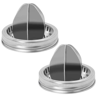 Imagem de Mason Jar Espremedor de Aço Inoxidável Boca Larga Mason Jar Juicer Aço Inoxidável Manual Citrus Limão Juicer Tampa Acessórios para Casa " (2packs)