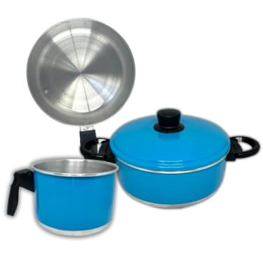 Imagem de Jogo Panelas 3 Pçs de Alumínio com Frigideira, Fervedor e Caçarola com Cabos em Baquelite