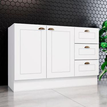 Imagem de Balcão 120cm 2 Portas 3 Gavetas (sem Tampo) Americana Henn - Branco