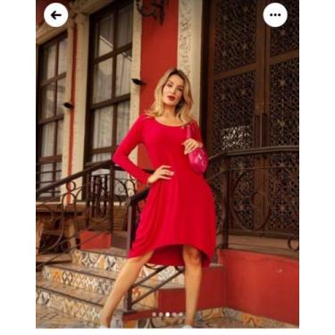 Imagem de Vestido mullet com manga  longa - Neide modas , Vermelho, G