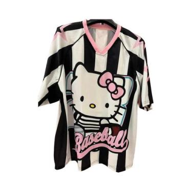 Imagem de Camiseta Hello Kitty Com Decote Em V Para Mulheres E Homens, Leve, Res