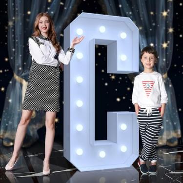 Imagem de Tenda para letreiro de 1,8 m - letras grandes iluminadas com LED branco frio, letreiro de placa de espuma fácil de montar com suporte traseiro para aniversário, casamento, decoração de festa