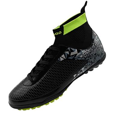 Imagem de tiebaoGanar Chuteiras de futebol para crianças grandes, cano alto, cano alto, chuteiras esportivas masculinas, Preto, 6 Big Kid