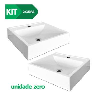 Imagem de Kit 2 Cubas De Apoio Para Banheiro Pia Sobrepor 40x37cm Ônix - Beltemp