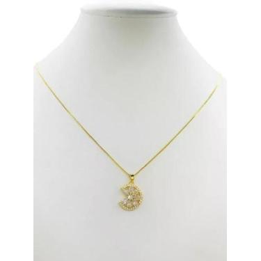 Imagem de Cordão Feminino Flor Pétalas Cravejado Ouro 18k 50cm - Tojoia18K