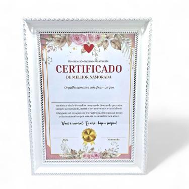 Imagem de Certificado de Melhor Namorada com Moldura Branca Presente