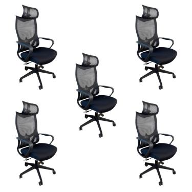 Imagem de Kit 5 Cadeiras Presidente Oficial Comfort Verona Com Apoio