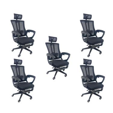 Imagem de Kit 5 Cadeiras de Escritório Presidente Executiva Oficial Paris Preto