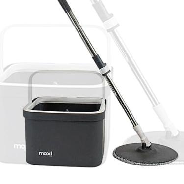 Imagem de Mop Giratório com Balde Compacto Quadrado Cinza/Branco Sistema Inteligente Cesto com Separação da Água Limpa da Suja 10 Litros Esfregão para Limpeza com Refil de Microfibra