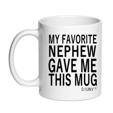 Imagem de Caneca My Favorite Nepew Gave Me This - Presentes exclusivos para tias e tios Caneca de café engraçada aniversário Natal Mundos Best Aunt Appreciation 325 ml (Sobrinho)