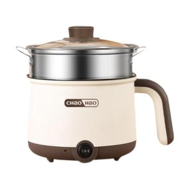 Imagem de ＫＬＫＣＭＳ Mini panela elétrica antiaderente para ramen, panela pequena com alça, preguiçosa multifuncional para sopas, ensopados, arroz, quente, água fervente, com Vaporizador de aço