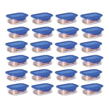 Imagem de Kit de Potes Plásticos com Tampa Hermética Azul 250ml 25 Unidades Livre de BPA Resistente ao Micro-ondas e Freezer 13,2 x 9 x 4 cm