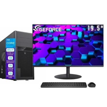 Imagem de Computador Completo Skill Pro Intel 11ª Geração Core i5 11400F 16GB DDR4 Placa de vídeo Geforce 2GB SSD 256GB Monitor 19.5" LED Windows 11 SP-055